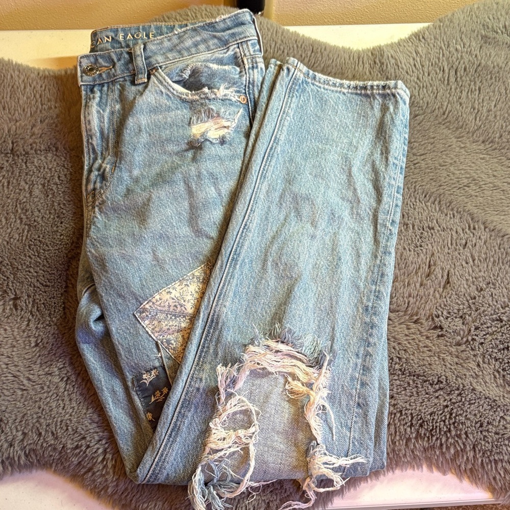 American Eagle Patchwork Distressed Mom Jeans - image 1